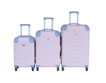 Smte Light Pink 3-PIECE Abs Hardshell Luggage Set With Spinner Wheels With Keychain