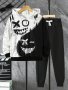 2pcs Boy's Spring Fall Thin Funny Face Print Outfit Color Clash Hoodie & Sweatpants Set Boys Clothes For Spring Fall Halloween