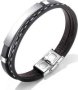 Killer Deals Pu Vegan Leather & Stainless - Steel Style Bracelet - Silver