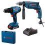 Bosch - Cordless Impact Drill Battery & Charger With Corded Heat Gun