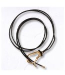 Genuine Leather Double String Oblong Buckle Belt - Black Free