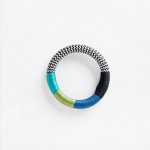 Dynamic Bracelet White Zig Zag Aqua Fern Blue