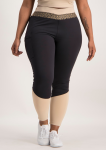 Colour Block Active Legging - Black And Beige - XL