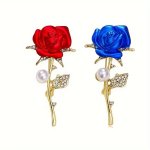 1PC Elegant Rose Shaped Brooch Decorated With Shiny Rhinestone Clothing Lapel Pin For Women Dress Coat Sweater Corsage Accessori