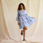Saffron Dress - Blue Neon Stripe - 44 Xxxxlarge