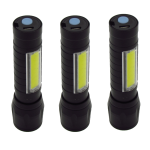 Pack Of 3 - MINI Alloy USB Rechargeable Torch With Side Light And Zoom