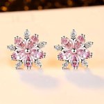 1 Pair Of Sakura Zirconia Stud Earrings For Women Delicate Jewelry For Women Gift Birthday