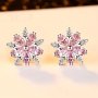 1 Pair Of Sakura Zirconia Stud Earrings For Women Delicate Jewelry For Women Gift Birthday