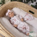 Baby Grow With Beanie And Bow -pink And Grey Floral
