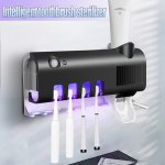 Wall-mounted Smart Toothbrush Sanitizer Uv-free Solar-powered With Automatic Toothpaste Dispenser & Punch-free Holder - Home & F