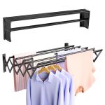 Vikaqi Wall Mounted Clothes Drying Rack Foldable Wall Mount Laundry Drying Rack Folding Indoor Drying Rack Clothing Collapsible