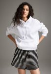 Sweatshirt Shorts - Black white Striped