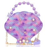 Lssagoon Shells Little Girl Crossbody Purse For Toddler Kids Cute Pu Fish Scale Pattern Glitter Small Shoulder Handbag Fashion P