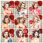 Tear Resistant Deco Print Pin Up Ladies