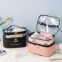 PU Solid Color Simple Toiletry Bag Dry And Wet Separation Cosmetic Bag Large Capacity Travel Skin Care Bath Bag