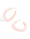 Goldair Gold Pink Enamel Irregular Hoop Earrings