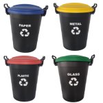 Home Recycling Bins - 4 Piece Set Of 70 Litre Bins