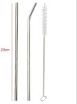 2 X Stainless Steel Straw And Cleaning Brush 20 Ml Bottle