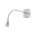 Polished Chrome Wall Fitting With Gooseneck Arm For LED And Switch