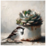 Stretched Canvas Sparrows