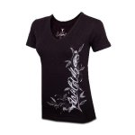 WLA176 Black Filagree V Neck Tee - 3XL