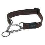 Rogz Pet Products Rogz Utility Medium 16MM Snake Obedience Half-check Dog Collar - Chocolate Reflective