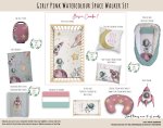Cot Duvet Bedding Space Girly Pink Watercolour Space Walker Set