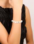 Silver Diamante Heart Charm Toggle Bracelet