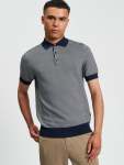 Coloured Textured Polo In Dark Navy - Navy XXL
