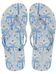Palm Print Flip Flops - 7 Blue