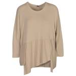 Lurex Trim Oversized Knit Top - Beige L