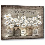 Vintage Daisy Butterfly Inspirational Wall Art - 20.32X25.4CM Unframed High-quality Cardstock Print For Home & Office Decor - Fl