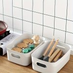 1PC Multi-purpose Plastic Storage Basket With Handles: Durable And Portable Organizer For Cosmetics Spice Jars Snacks Jewelry Ki