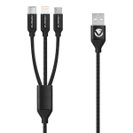 Volkano Weave Series 3-IN-1 Charge Cable 1M - Black Std Regular
