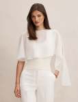Aria Asymmetrical Chiffon Cape - 0 Ivory
