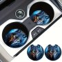 2pcs Non-Slip Wolf King Car Cup Holder Coasters - - Universal - Protect Car Interior - Set Of 2