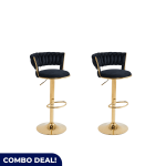 Set Of 2 Stylish Gold Frame Bar Chairs Available In 3 Colours