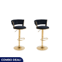 Set Of 2 Stylish Gold Frame Bar Chairs Available In 3 Colours