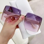 Ladies' Oversized Square Fashion Glasses With Flashy Golden Design Showcasing Suitable For Daily Life Hiking Trekking