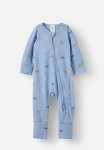 Cotton On The Billie Long Sleeve Zip Romper - Dusty Blue ditsy Dino