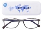 Traveller Jet 2 Blue Block Reading Glasses Grey Plano