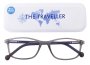 Traveller Jet 2 Blue Block Reading Glasses Grey Plano
