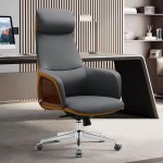 Luxury Handmade Leather Executive Boss Chair High Back - Grey