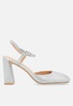Electa Block Heel - Silver Diamante