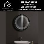 Gio Bella Round 3D Infinity LED Mirror With Touch Control - 600MM