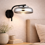 Volta Metal And Glass Wall Light - Smoke