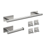 6 Pieces Bathroom Accessory Set Towel Rack Toilet Paper Holder Wall Hooks