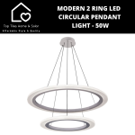 Modern 2 Ring LED Circular Pendant Light - 50W