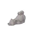 Polar Bear With Cub Lying On Belly With Cub On Back 15.5X6X10.5CM