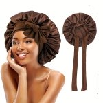 Bowknot Lace Up Satin Bonnet Elegant Solid Color Hair Bonnets Soft Elastic Sleeping Night Cap Lightweight Shower Bath Cap For Wo